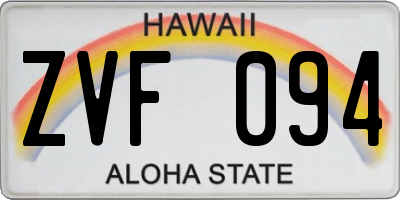 HI license plate ZVF094