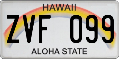 HI license plate ZVF099