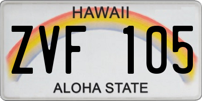 HI license plate ZVF105