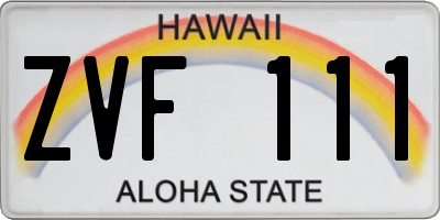 HI license plate ZVF111