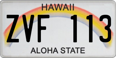 HI license plate ZVF113