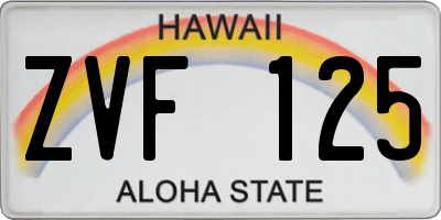HI license plate ZVF125