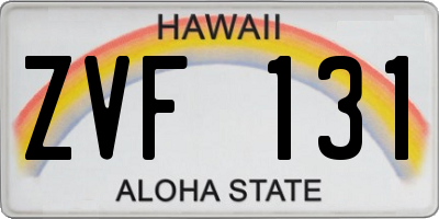 HI license plate ZVF131