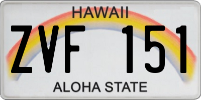 HI license plate ZVF151