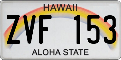HI license plate ZVF153