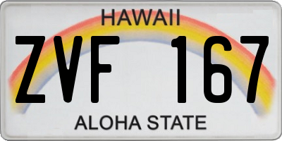 HI license plate ZVF167