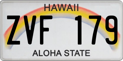 HI license plate ZVF179
