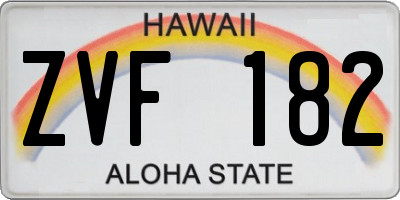 HI license plate ZVF182