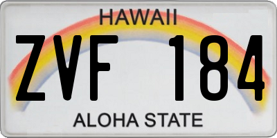 HI license plate ZVF184