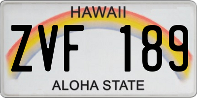 HI license plate ZVF189