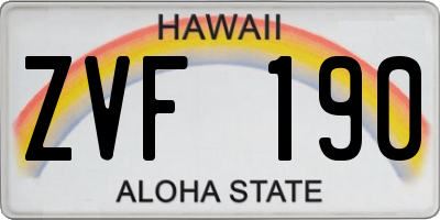 HI license plate ZVF190