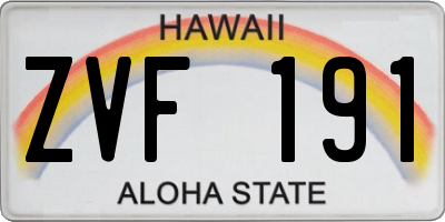 HI license plate ZVF191