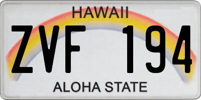HI license plate ZVF194