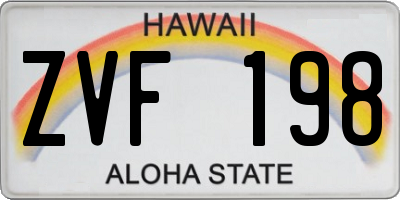 HI license plate ZVF198
