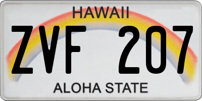 HI license plate ZVF207