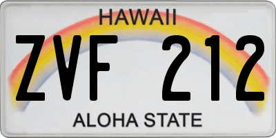 HI license plate ZVF212