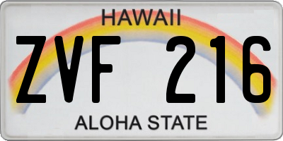 HI license plate ZVF216