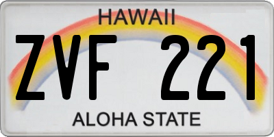 HI license plate ZVF221