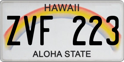 HI license plate ZVF223