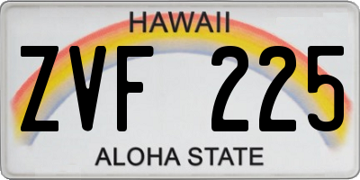 HI license plate ZVF225