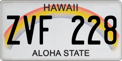 HI license plate ZVF228