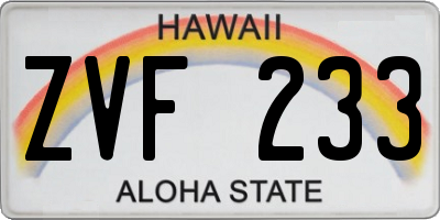 HI license plate ZVF233
