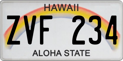HI license plate ZVF234