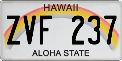 HI license plate ZVF237