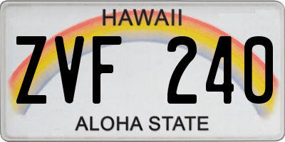 HI license plate ZVF240