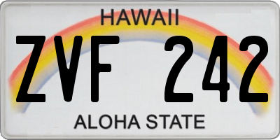 HI license plate ZVF242