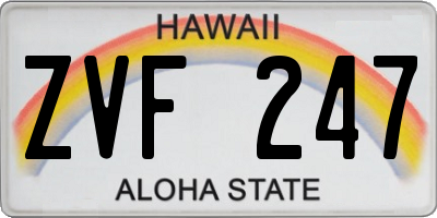 HI license plate ZVF247