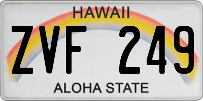 HI license plate ZVF249