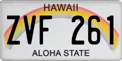 HI license plate ZVF261