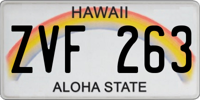 HI license plate ZVF263