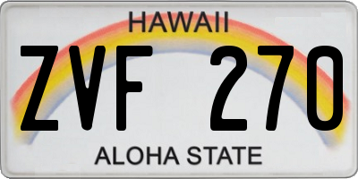 HI license plate ZVF270