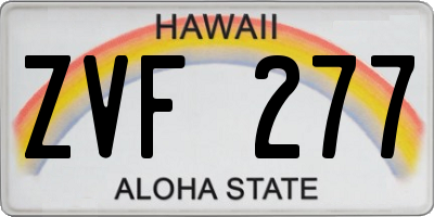 HI license plate ZVF277