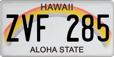 HI license plate ZVF285