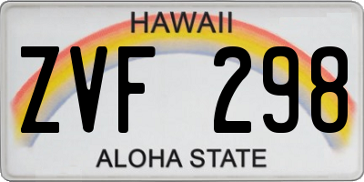 HI license plate ZVF298