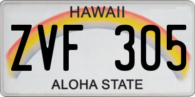 HI license plate ZVF305