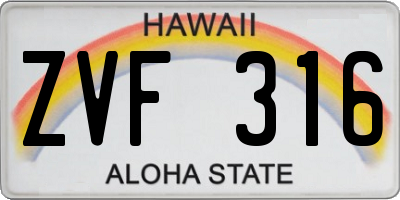 HI license plate ZVF316