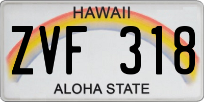 HI license plate ZVF318
