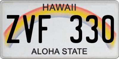 HI license plate ZVF330