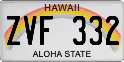 HI license plate ZVF332