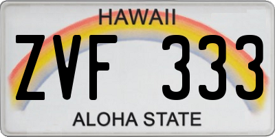 HI license plate ZVF333