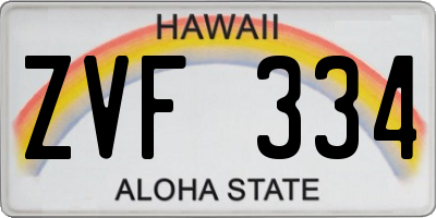 HI license plate ZVF334