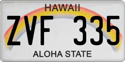 HI license plate ZVF335