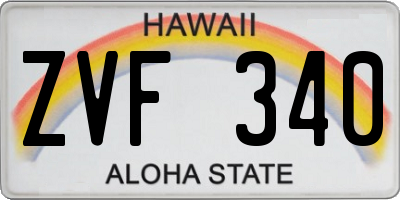HI license plate ZVF340