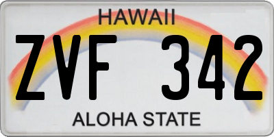 HI license plate ZVF342