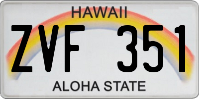 HI license plate ZVF351