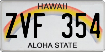 HI license plate ZVF354